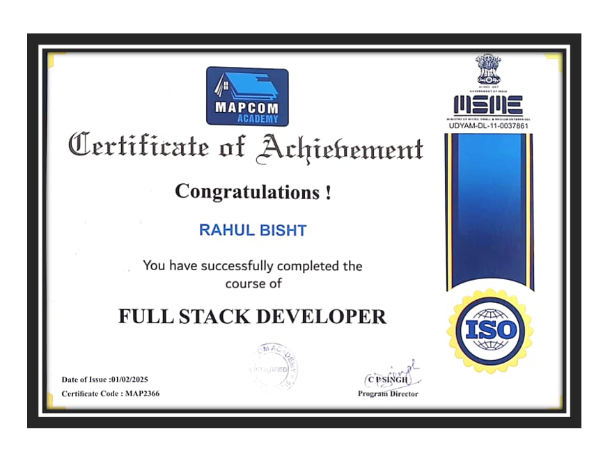 Mapcom certificate